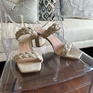 Dolce Vita Paily Heels in Light Gold Metallic Stella Suede